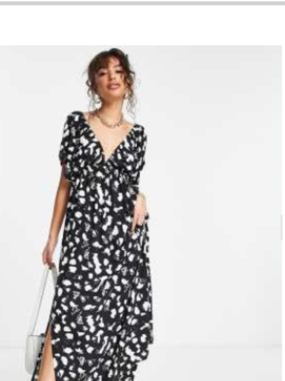 ASOS Black and White Vneck Printed Maxi Dress size 8